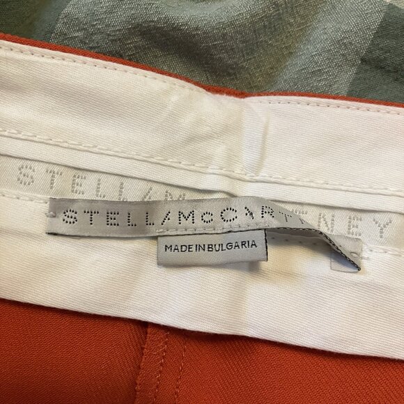 Stella McCartney High Rise Pleated Pants Womens 2 Tangerine Wool Crop Flare - Picture 8 of 16